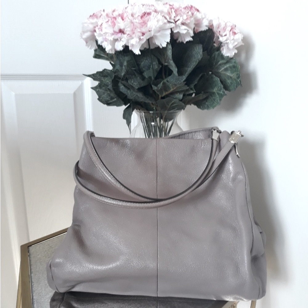 COACH Dalton Grey Pebble Leather Bag - Medium Size